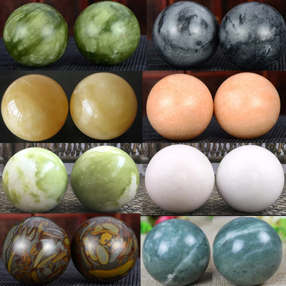 1 paar Natürliche Jade Stein Kugel Baoding Ball Chinesische Gesundheit Übung Handball Hand Therapie Ball Desktop Ornamente Dekor