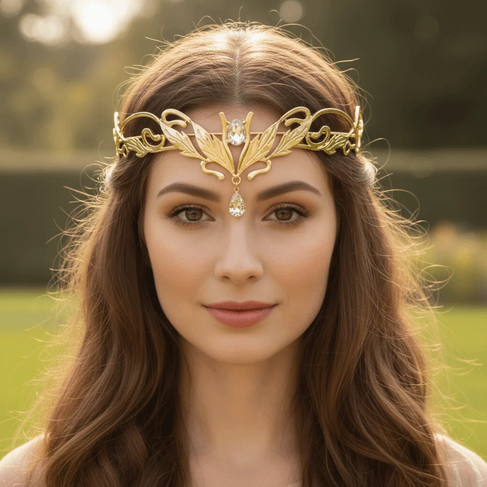 Fashion Vintage King Round Elves Crown Baroque Elegant Princess Diadems Leaf Leaves Luxury Goddess Tiaras Photography Props