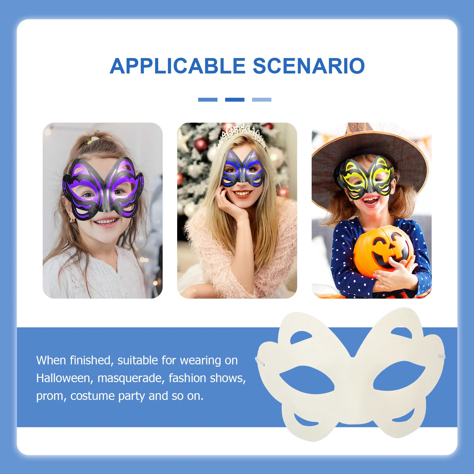 10pcs 빈 마스크 흰색 Masquerade DIY 종이 도색되지 않은 어린이 축제 학교 공예 할로윈 파티 소품 장식