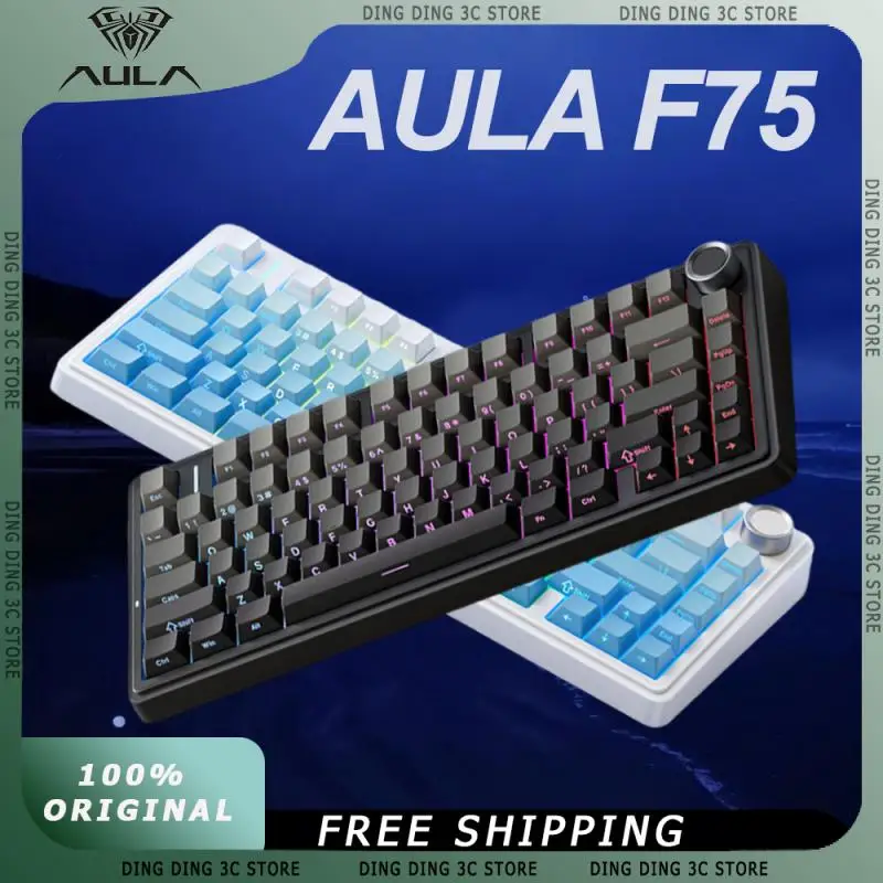 

AULA F75 Wireless Mechanical Keyboard 3-mode Hot Swap RGB Gasket Long Endurance Low Latency Customized Office Gaming Keyboards