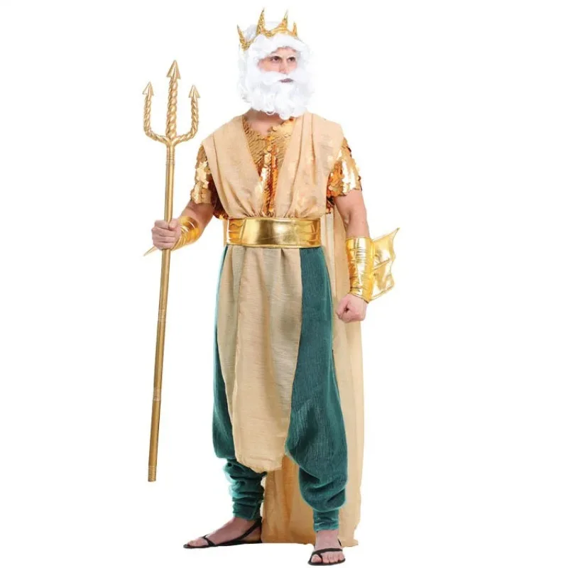 COSPLAY Występ na scenie Posejdon Dorosły Luksusowy Bóg Morza Demon Morza Smok Król Mityczna postać Zeus przebrany w ubrania