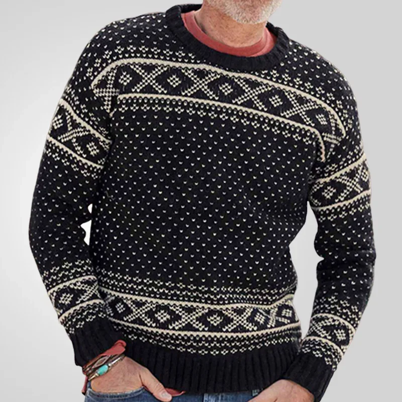 2024 Men's Autumn and Winter Collection Pullover Base Knitted Sweater Long Sleeved Jacquard Sweater Man Clothes Vintage Sweater