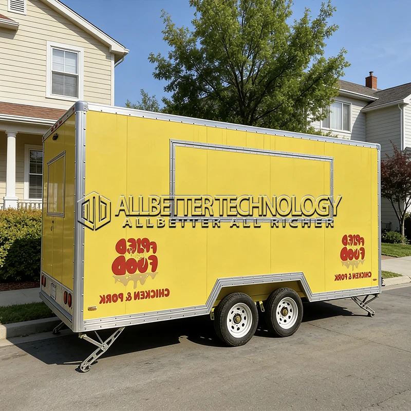Allbetter Commercial Mobile Kitchen Trailer Heavy Duty Commercial Grade Hot Dog Taco Pizza Burger BBQ Fast Food Truck Trailer