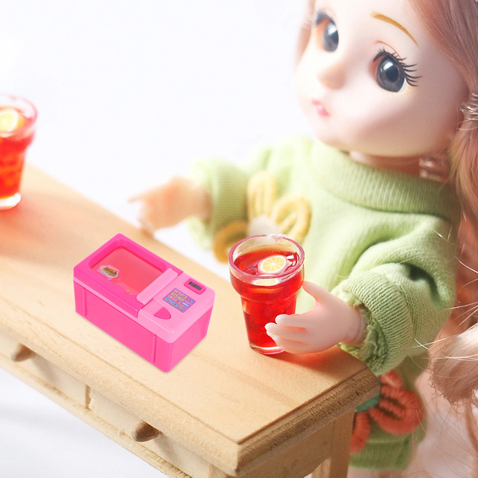 

1Pcs Miniature Microwave Oven Pink Premium Material Realistic Lightweight Compact Design for Mini Kitchenware Miniature Decor