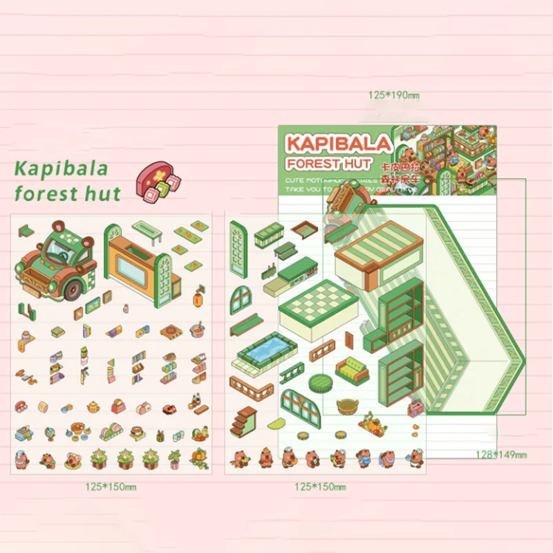 3D Mini Scene Sticker DIY Handmade PET RV Miniature Landscape Sticker Cartoon Landscaping Stickers Artistic Decorative Design