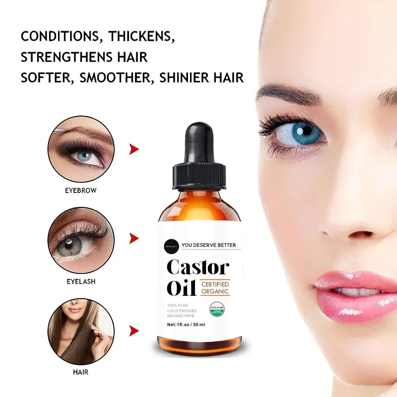 30ml Castor Oil for Hair Deep Nourishing and Repairing To Relieve Dry Hair and Split Ends Grow Hair Scalp Massage Essential Oil