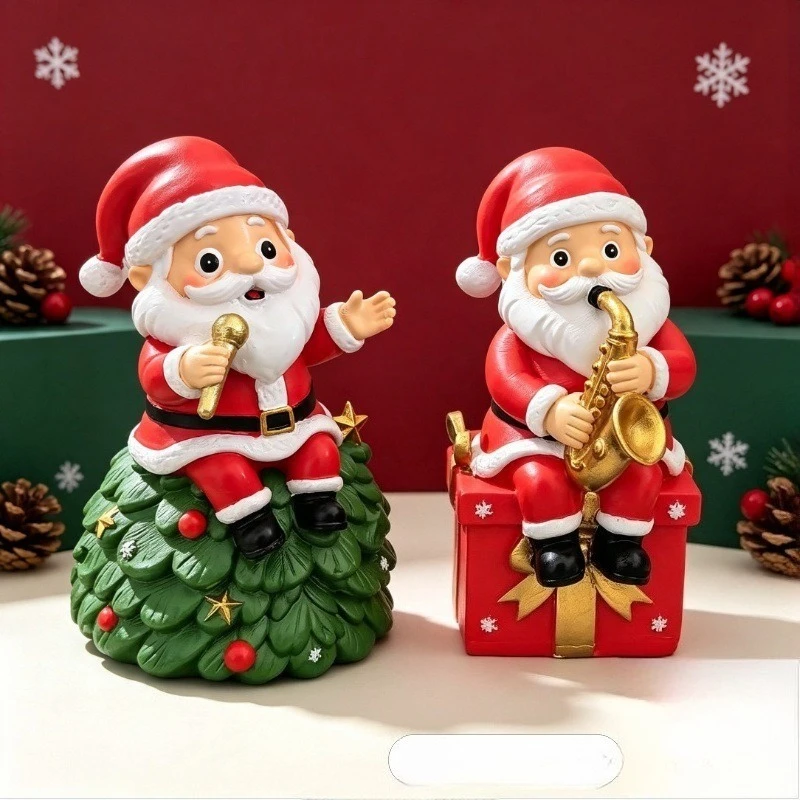 Musical Santa Saxophone Gnome Figurine – Christmas Tree Home Tabletop Decor Holiday Gift Display