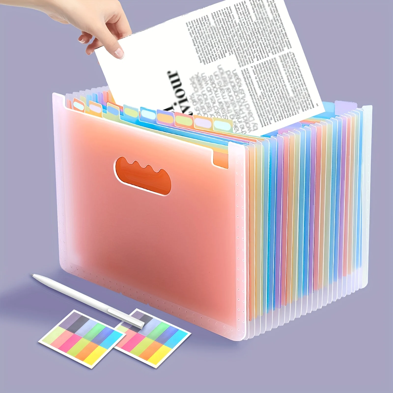 25 Pocket Expandable A4 File Folder, Large Capacity Document Organizer Holds 2000 Sheets for School Office Home Storage