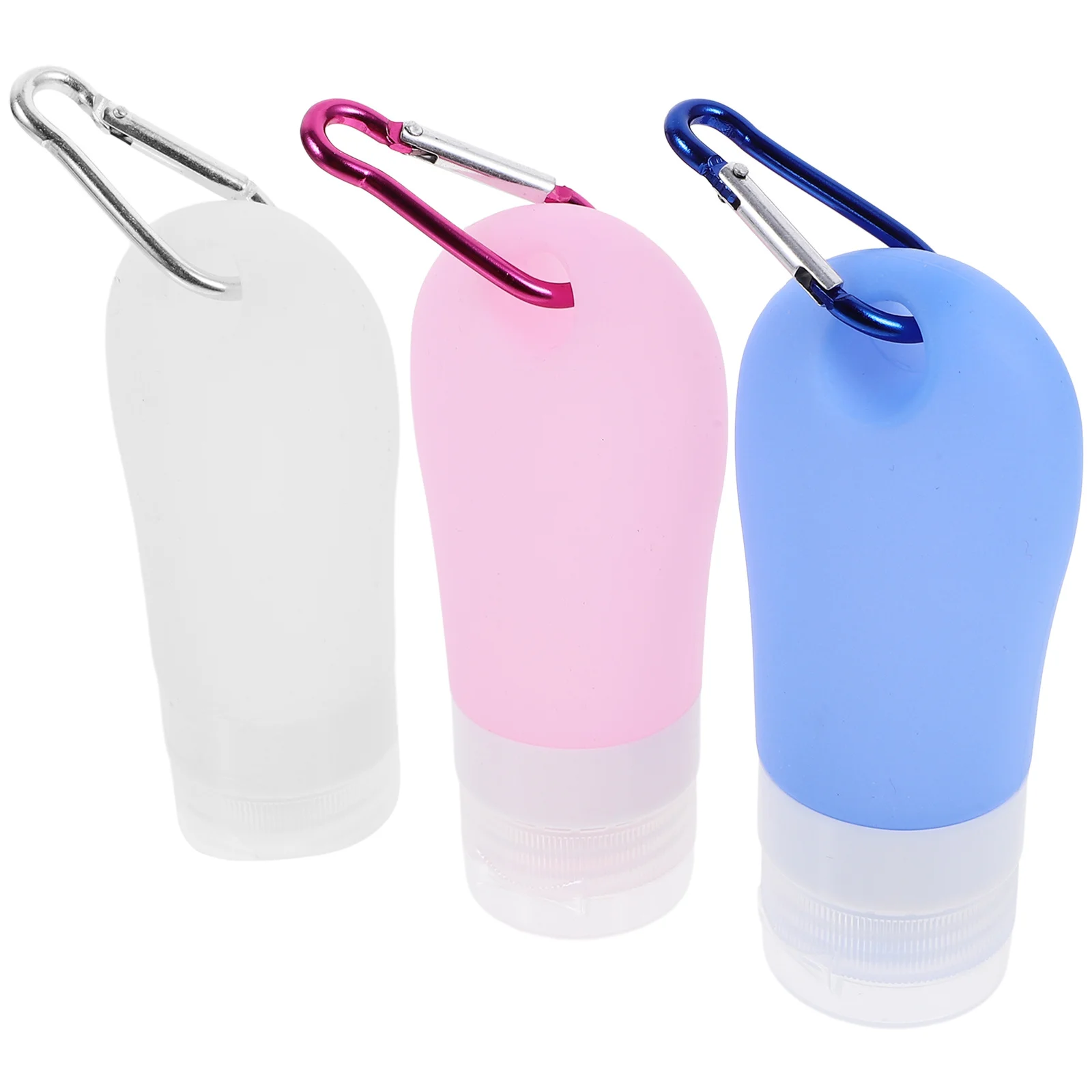 

1Set Silicone Travel Bottles Refillable Squeezable Dispenser Leakproof Portable Storage Bag Keychains for Shampoo
