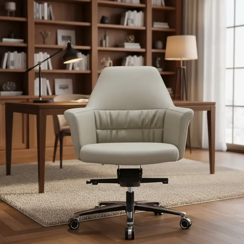 Corporate Executive High Back Leather Chair-Modern Adjustable Height Armrest Chrome Legs Engineering Grade High Quality