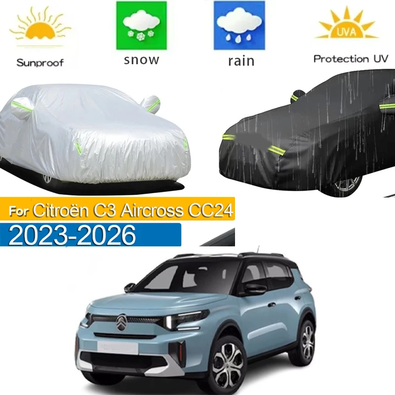 

For Citroen C3 Aircross 2023 - 2026 Full Car Covers Outdoor Sun Anti UV Rain Snow Dust Protection Oxford Cloth Accessories