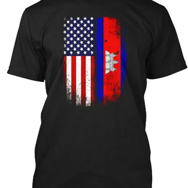 American Cambodian Flag Cambodia Heritage T Shirt Made In Usa Size S To 5Xl