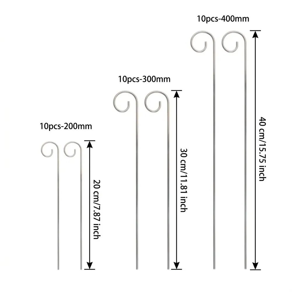 Plant Label Hooks Rustproof Iron Garden Stakes with 20cm 30cm 40cm Dimensions Set of 10 for Plant Name Marking Outdoors