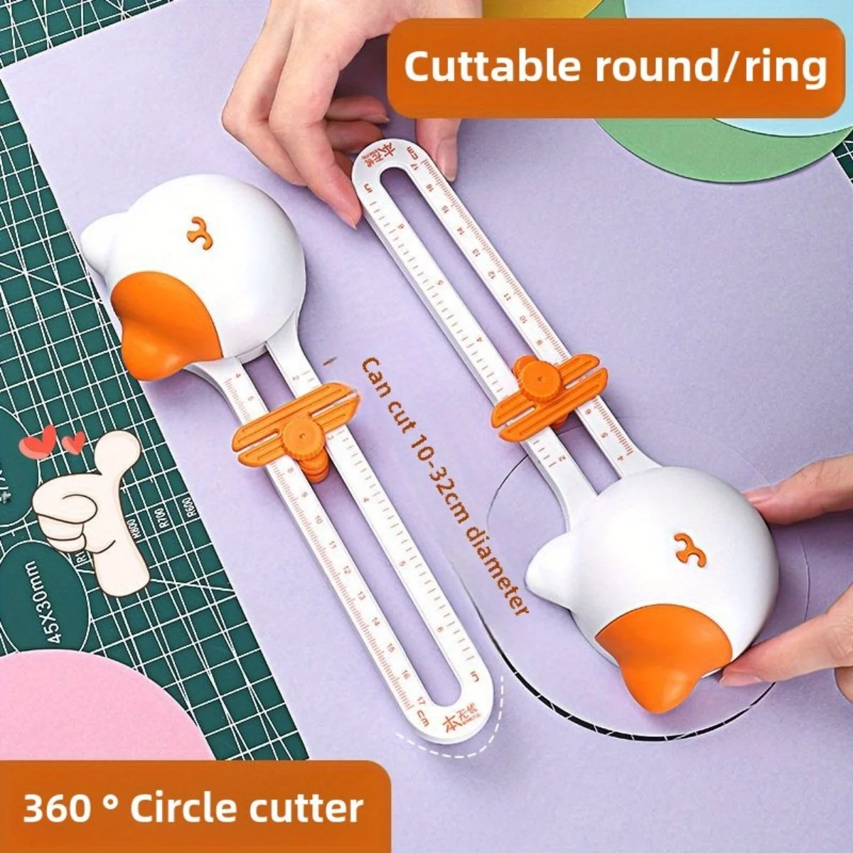 Adjustable 360-Degree Round Paper Cutter Trimmer with Scale, Cuts 10-30cm Diameter, Ideal for Office, School, and Home Craftings