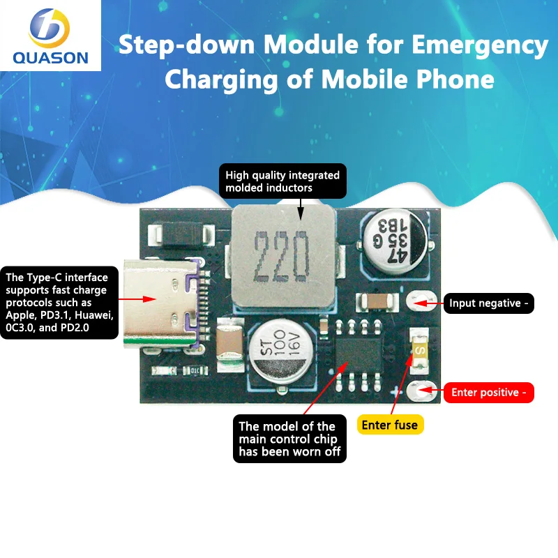 PD3.0/PPS/QC3.0 Apple Huawei MTK Samsung DIY Fast Charger DC 8-32V 30W Step-down Module for Emergency Charging of Mobile Phone