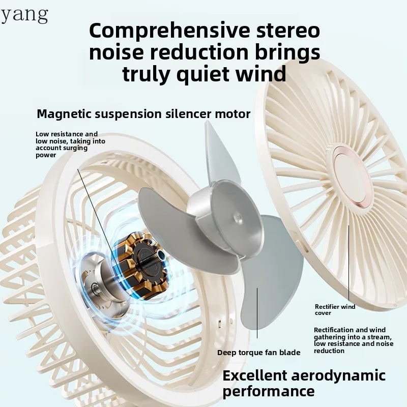 YJQ multi-function shaking head clip fan foldable desktop mini small electric fan