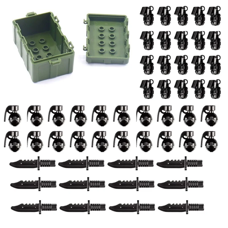 MOC 미국 군사 무기 상자 육군 장비 총 액세서리 군인 미니 액션 피규어 모델 빌딩 블록 벽돌 장난감, 34 개