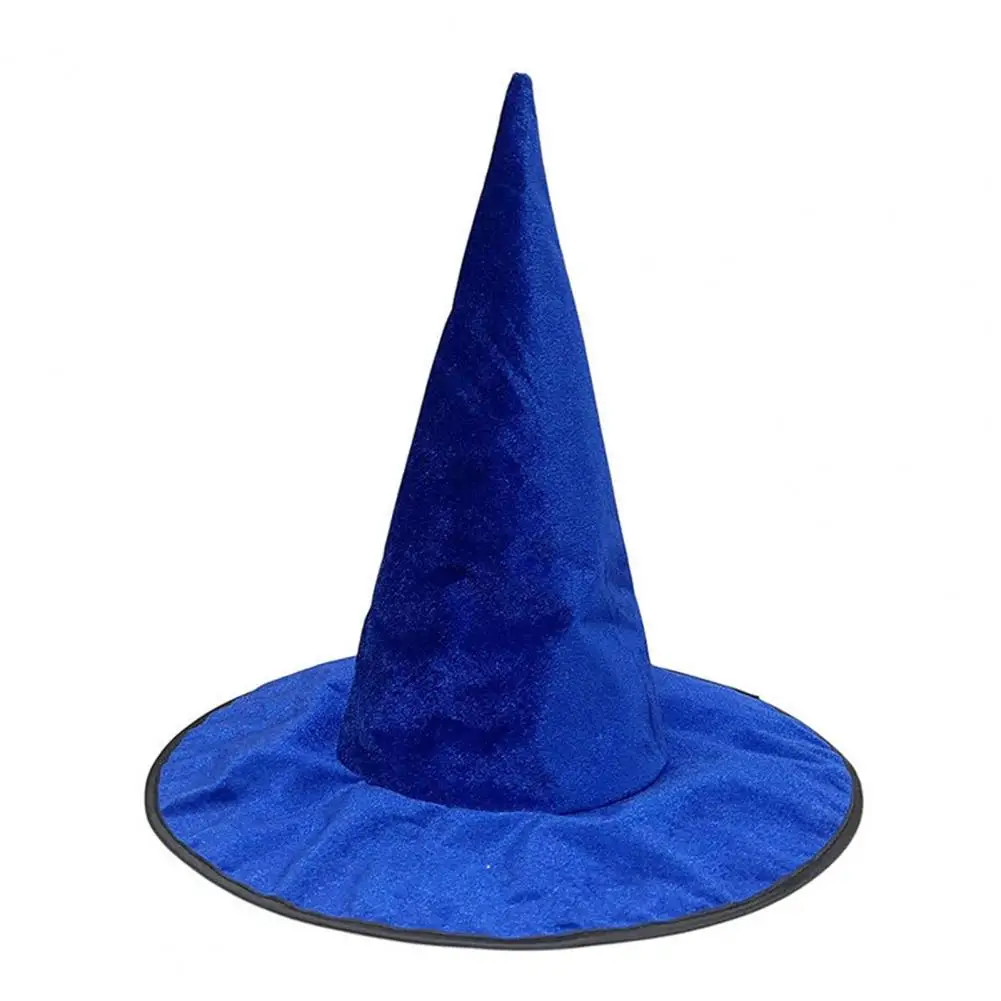 Velvet Witch Hat for Halloween Costume, Pointed Wizard Cap with Wide Brim, Dark Fantasy Festival Headwear 4