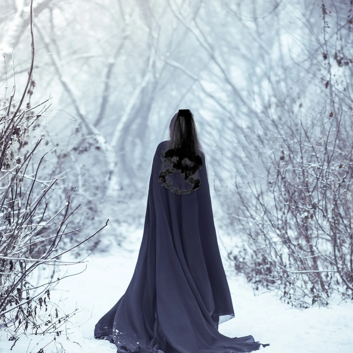 

Black Mesh Double Layer Veil Premium Lace Retro Wedding Veil Halloween Party Bridal Hair Accessory Cosplay Costume