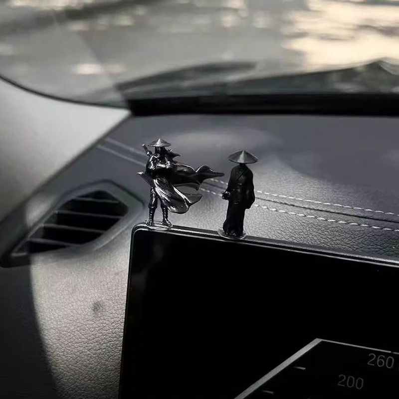 

New Mini Chinese Swordsman Figure Exquisite Ancient Cartoon Miniatures Car Interior Decor Statue