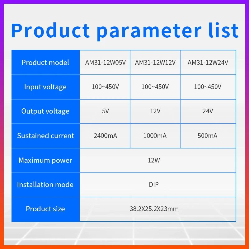 AM31-12W ACDC step-down isolation module 380V to 5V/12V1A/24V|12W voltage regulator switching power module