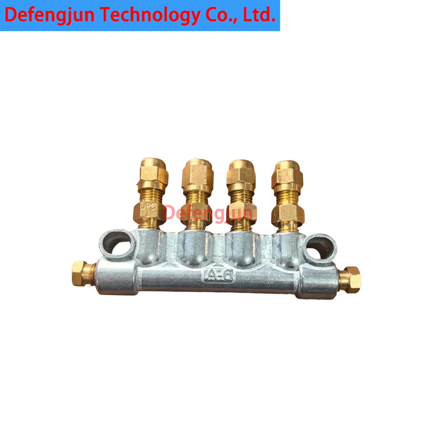 6-Port Zinc Manifold, M8×1, 4 Outlets for Progressive Valves, for Milling Machines