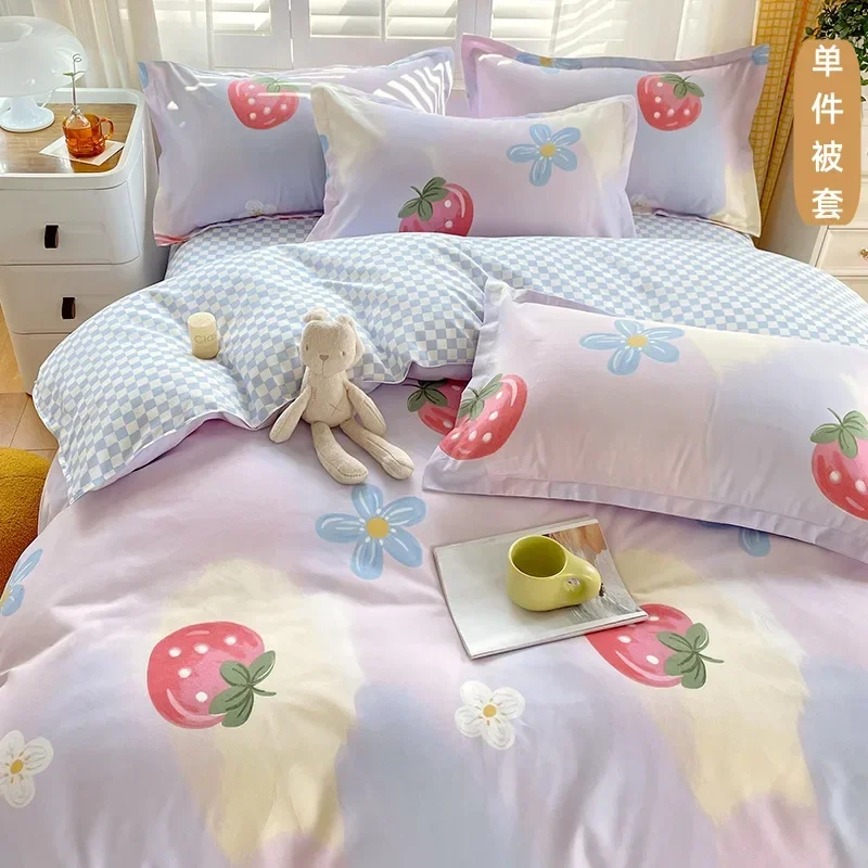 

New style small floral thickened single piece quilt cover simple brushed quilt cover