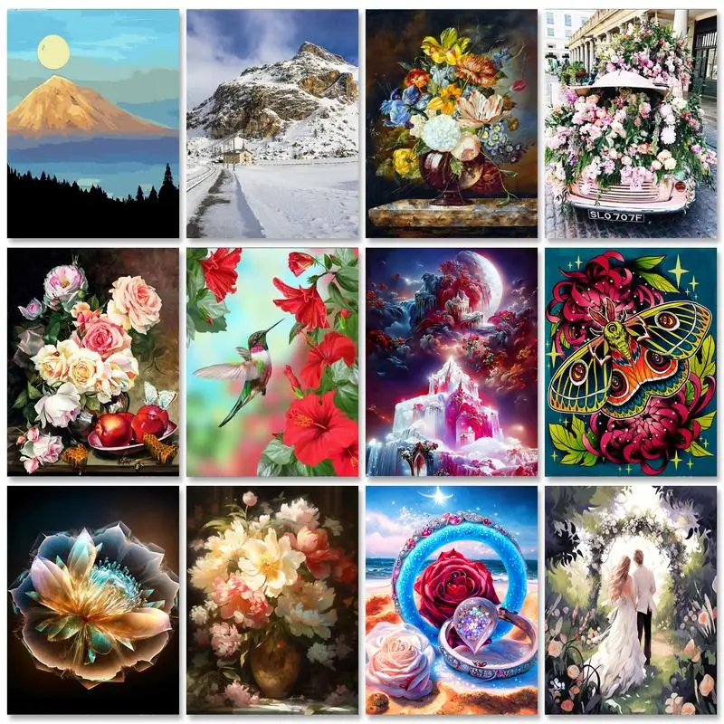 

RUOPOTY Diy Painting By Number Landscape Animal Set Oil Paint By Numbers Canvas Painting On Canvas For Adults Art Home Decors