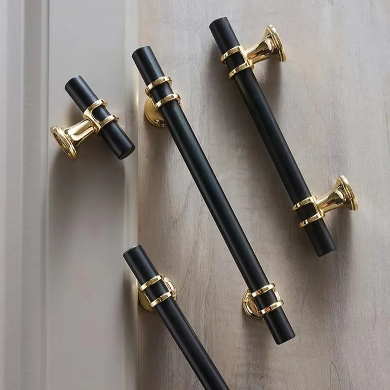 Nordic Wardrobe Door Pull Two Tone Round Tube Flared Foot Handle Stainless Steel Cabinet Drawer Grip Closet Knob