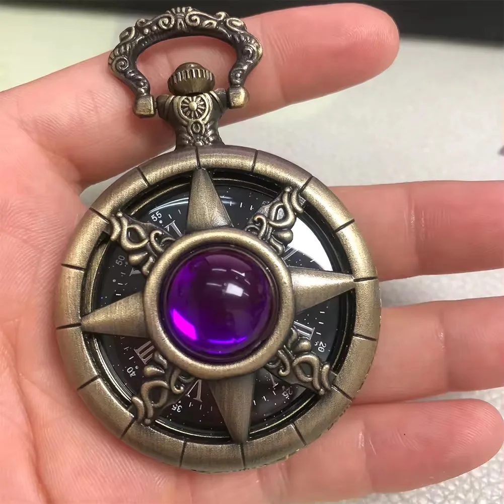 아스트로라베 레트로 포켓 체인 시계 선물, 청동 금속 로마 숫자, 폼 체인 목걸이 펜던트 포켓 시계