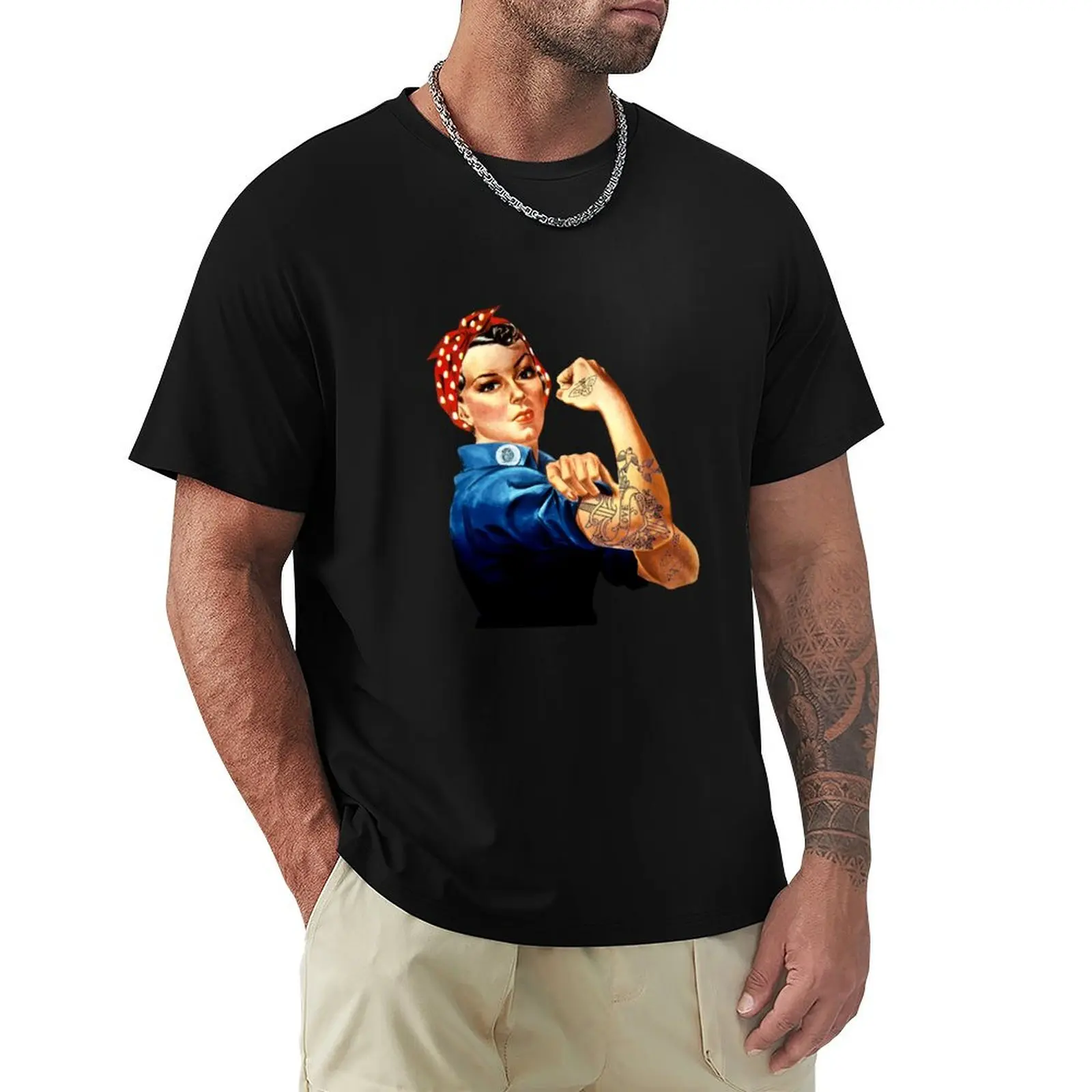 Tattooed Rosie The Riveter - We Can Do It! T-Shirt Lightweight Casual Summer T-Shirt