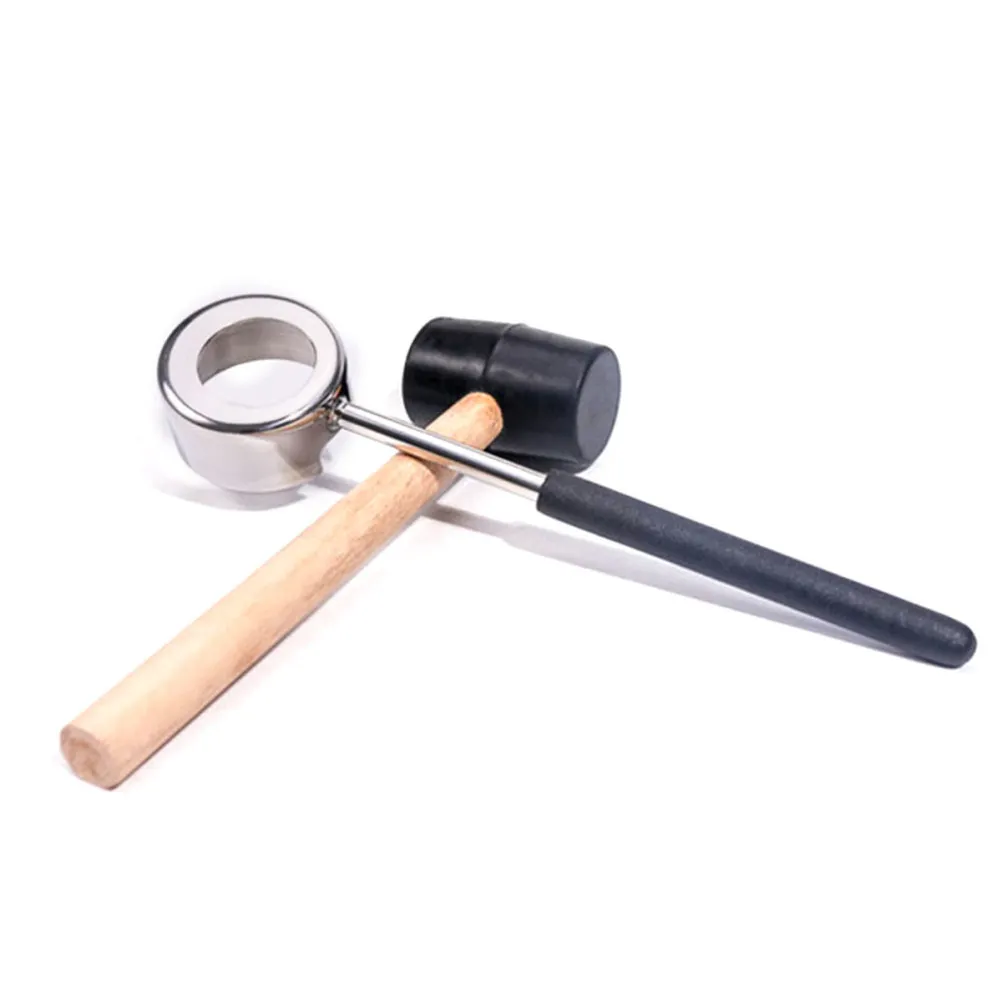 Coconut Opener Tool Set Stainless Steel Food Grade Opener Wooden Mallet Easy Safe Coconut Opening Tool Extractor