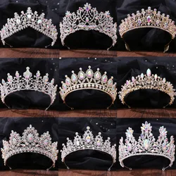 DIEZI Vintage Baroque AB Crystal Wedding Hair Accessories Rhinestone Bridal Tiara And Crowns Women Girls Princess Head Jewelry