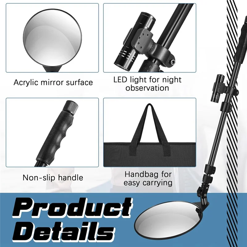 

Y42A-Under Vehicle Inspectionmirror With Light And Telescopic Handle Handheld Inspectionmirror For Under Vehicle Truck Accessori
