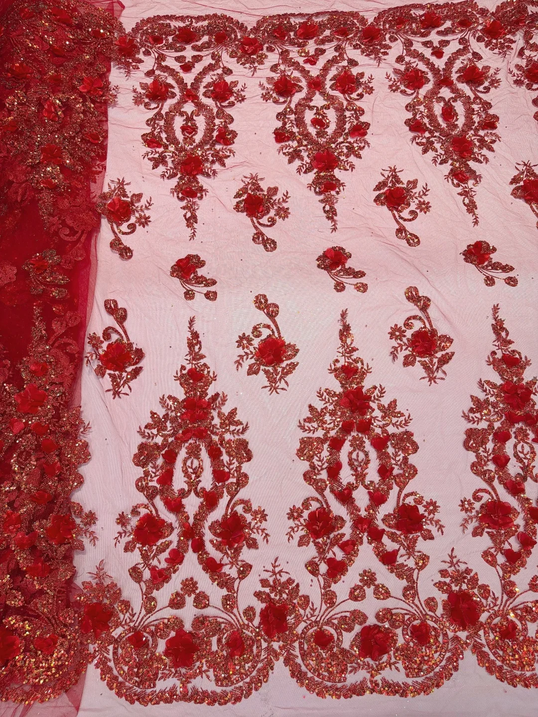 

Новейшее африканское кружево с бисером 2026 года, высококачественная 3D аппликация с цветами, французское нигерийское кружево с пайетками для свадебных платьев и шитья