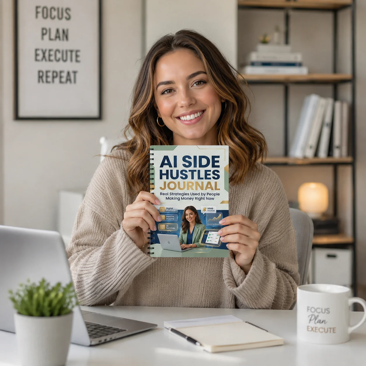 AI Side Hustles Journal, A5 Spiral Workbook with Real Strategies for Digital Products, Passive Income and AI Services