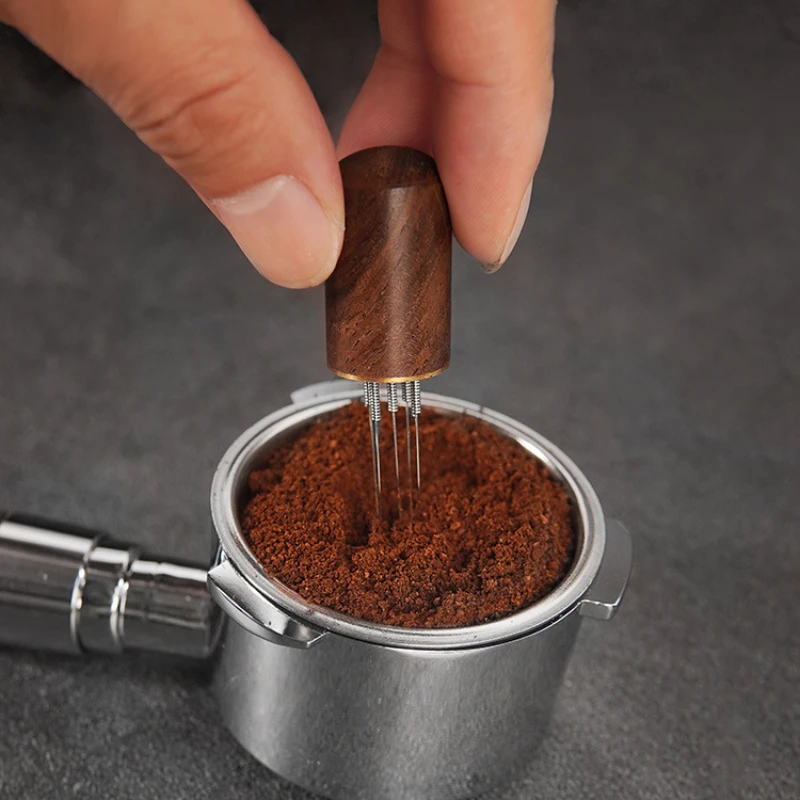 ​​5/6/8 Needles Coffee Powder Distributor Stainless Steel Espresso Coffee Powder Stirrer Wood Handle WDT Tool Barista Accessory