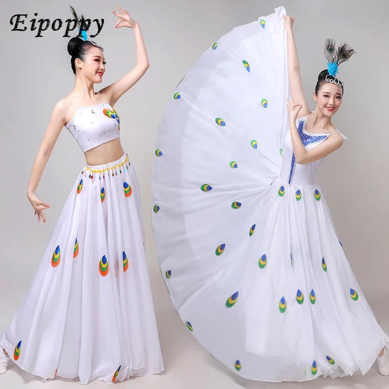 New Peacock Dance Large Swing Skirt Adult Performance Wear Dai Opening Dance Performance Dancing Dress