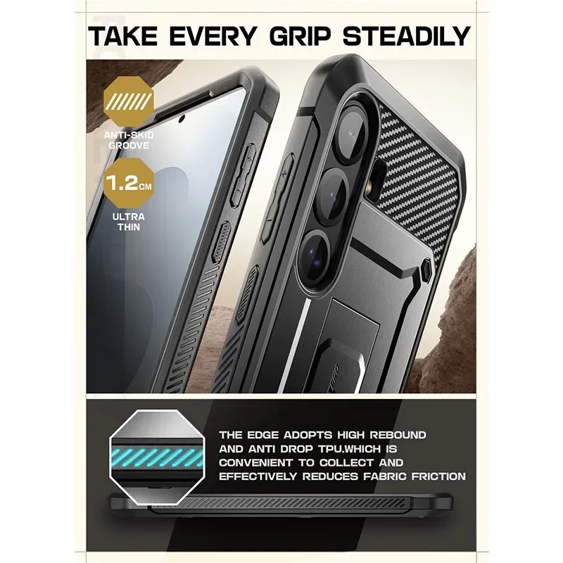 SUPCASE Etui UB Pro Heavy Duty Rugged do Samsung Galaxy S25 FE z wbudowaną osłoną ekranu, klipsem do paska i podstawką — zdjęcie produktu 2