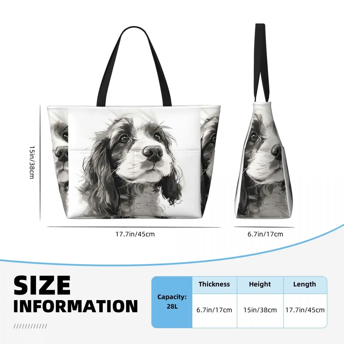 كوكر الذليل جرو السكر المغلفة لطيف حقيبة حمل على الشاطئ حقيبة رياضة رياضة اليوغا واق من المطر حقيبة حمل كبيرة المرأة حقيبة سفر حقيبة اللياقة البدنية