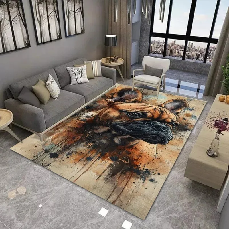 الفرنسية البلدغ طباعة الطباعة السجاد لغرفة المعيشة ديكور أريكة البساط طاولة القهوة الكلمة حصيرة غرفة نوم نونسليب لينة حصيرة المألوف