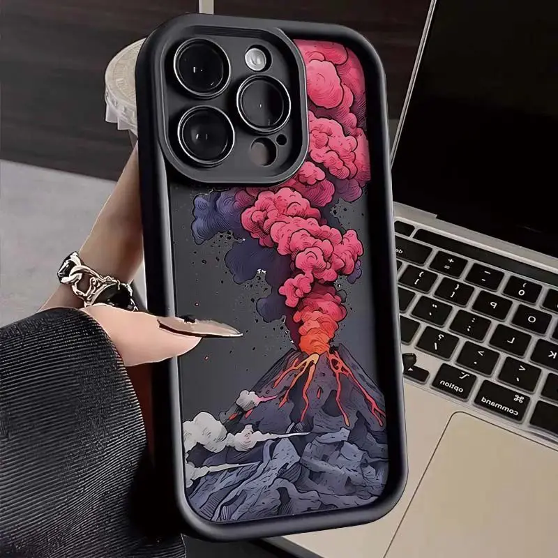 

Thick smoke from volcanic eruptions phonecase for iPhone 16 15 14 13 12 11 Pro/ Max/Plus shock-proof rear cover anti-fingerprint