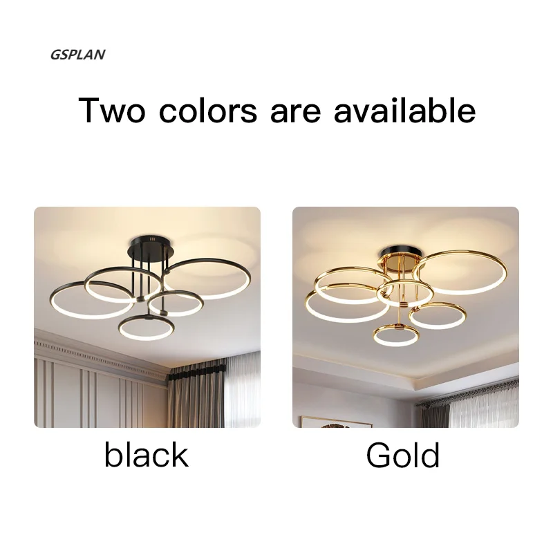 Modern And Simple Design LED Chandeliers For Living Rooms, Bedrooms, Restaurants, Kitchens, Ceilings, Chandeliers, Gold Rings,