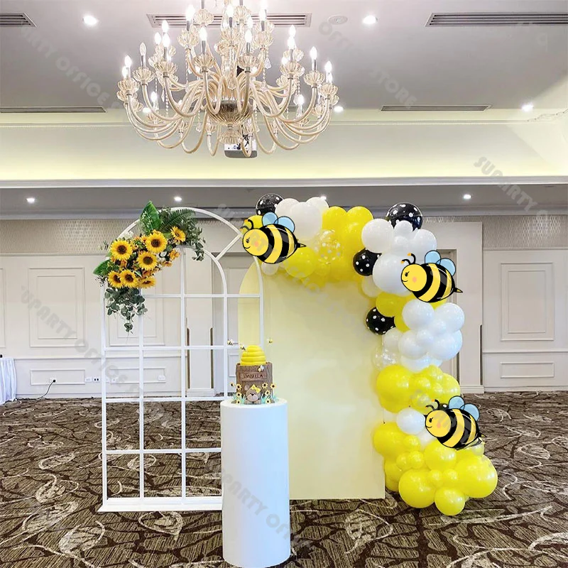 83pcs Bee Party Balloon Garland Kit Bee Shape Matte Yellow Black Dot Transparent Balloon Arch Baby Shower Birthday Decoration