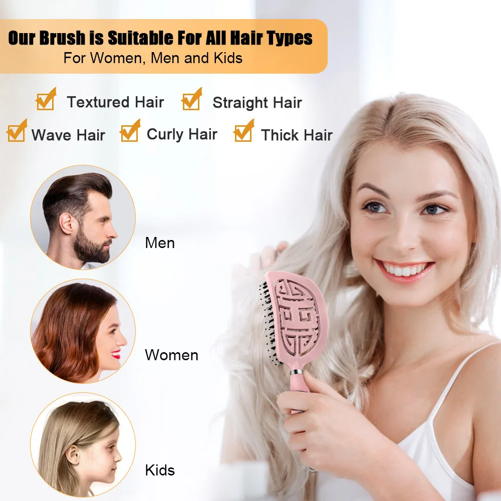 

Breathable Hollow Out Massage Hair Comb, Soft Flexible Bristles, Anti-Static & Easy to Detangle, Ideal for All Hair Types