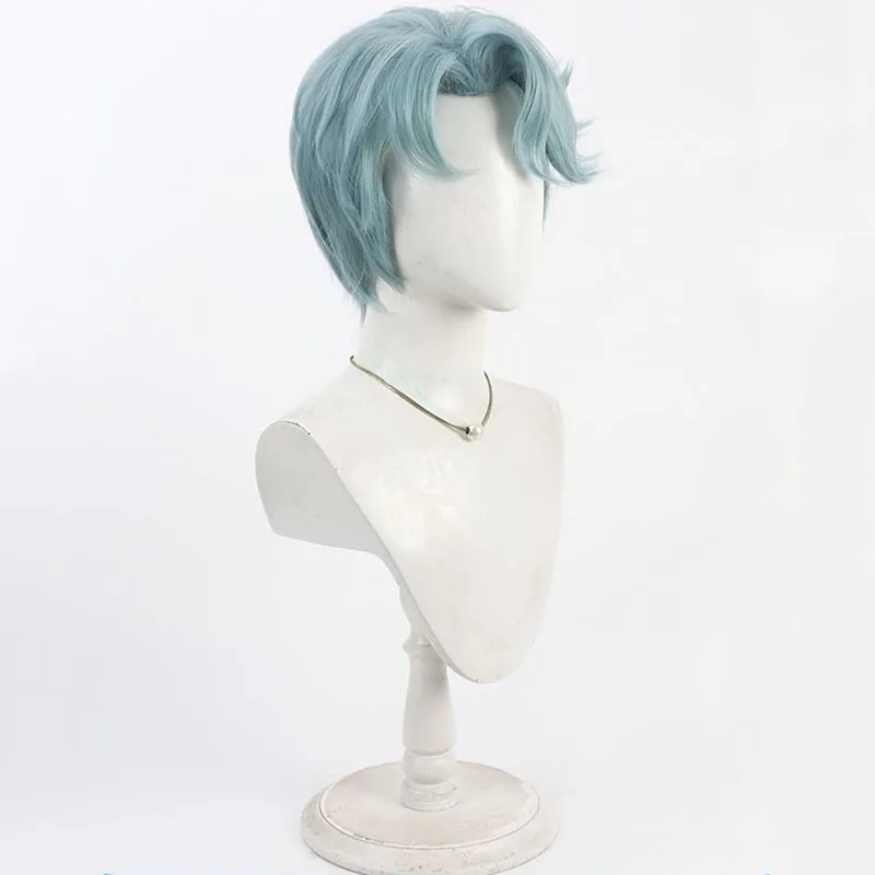 New Anime Vtuber Freodore Cosplay Wig Blue Short Hair Heat Resistant Synthetic Wigs Halloween Carnival Prop