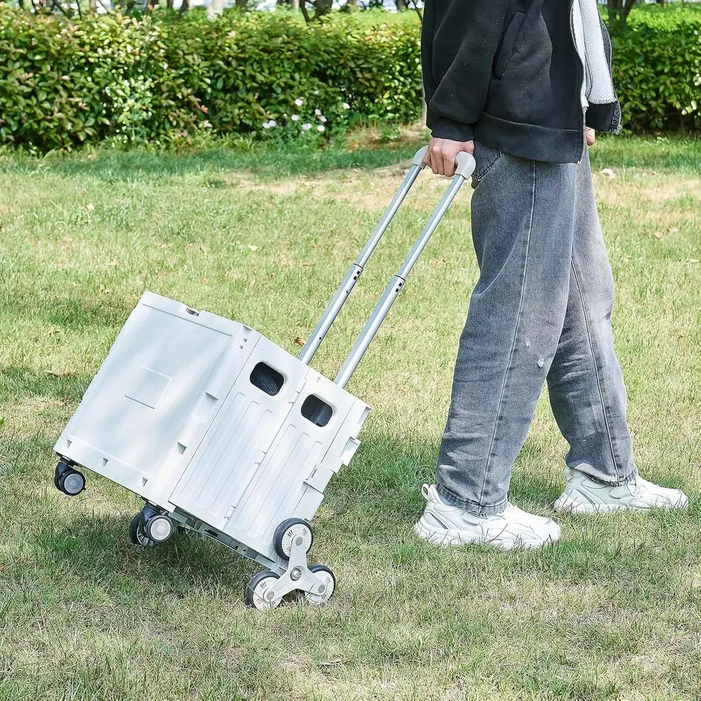 유틸리티 카트, 접이식 쇼핑 카트, 책 보관 카트, 계단 오르기용 바퀴와 손잡이 포함, 실외 가정용 및 교사/학생용으로 이상적