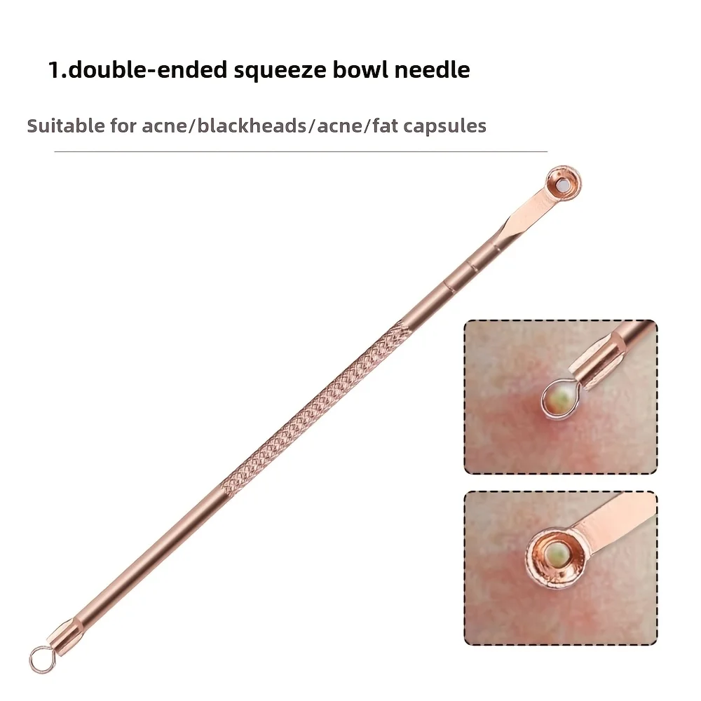 Juego de herramientas para espinillas de 4 piezas, para eliminar puntos negros, puntos negros y imperfecciones: mejorar la belleza y limpiar los poros