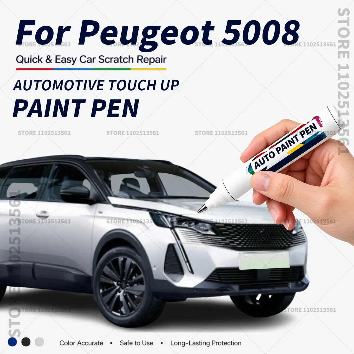 For Peugeot 5008 White Vehicle Paint Touch Up Pen Car Scratch Remover Repair Marker Waterproof DIY Auto Body Maintenance Tool