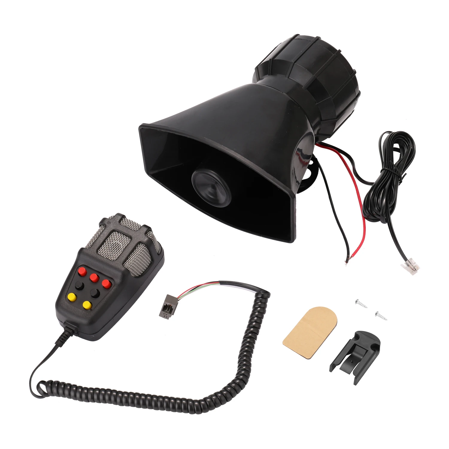 7-Tone Car Warning Siren Car Siren Horn Mic PA Speaker System Warning Amplifier Hooter 12V 80W 200dB